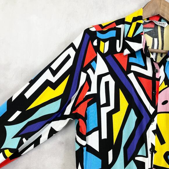 VTG Big Dart Womens Top Size US 10 Geometric Pop Art 90s Retro Maximalist Rayon - Picture 4 of 11